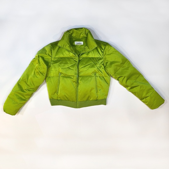 Green Silk Clavin Cline Puffy Jacket - Picture 1 of 6